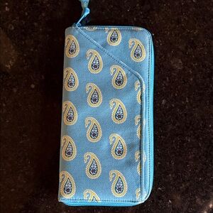 Blue Paisley Zip Wallet